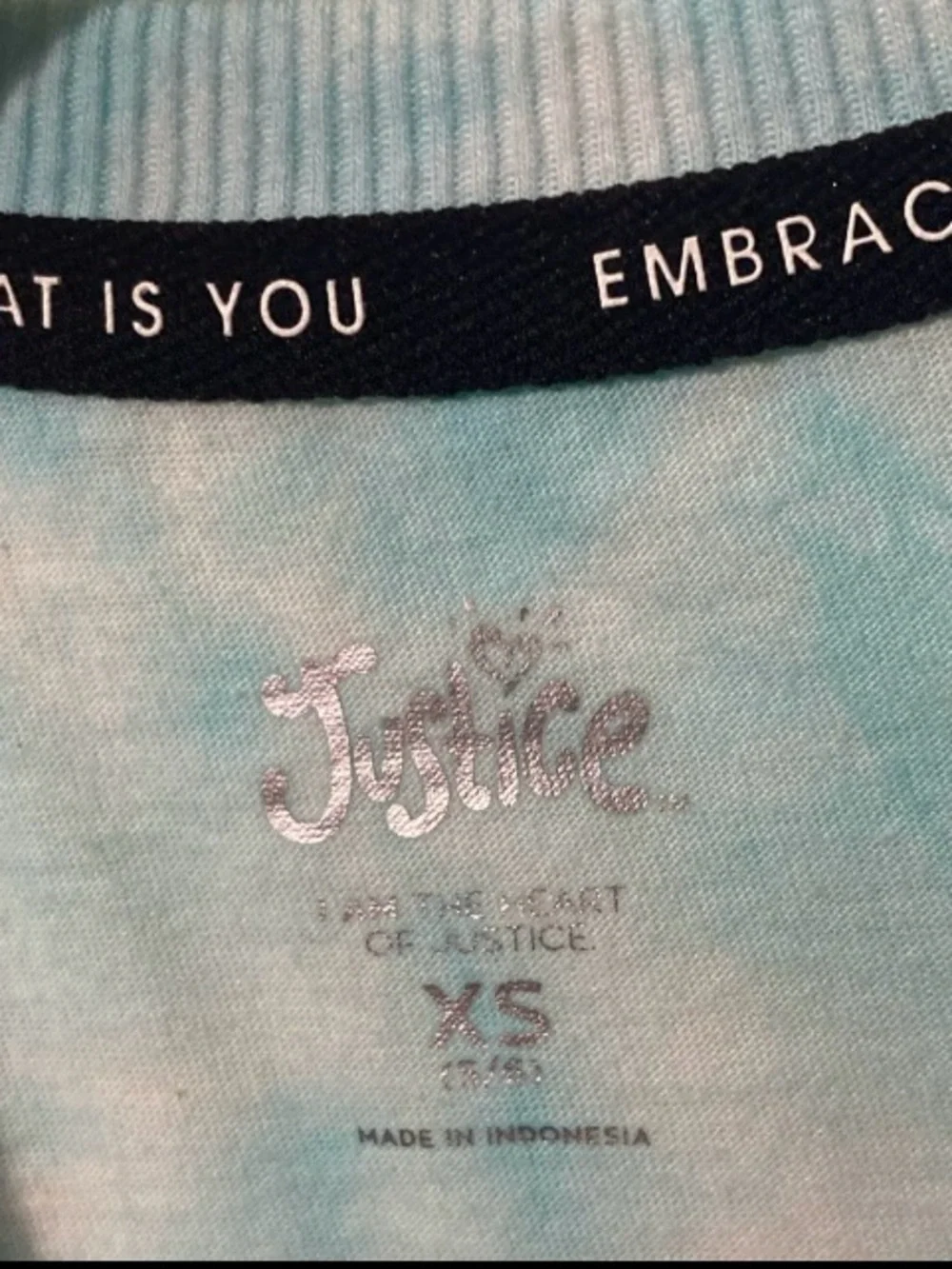 Justice Aqua Tie-Dye Glitter Daisy Graphic Tee XS NWT